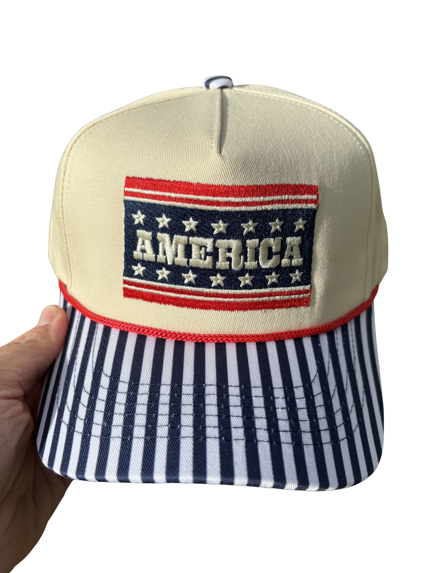 AMERICA STRIPED CANVAS CAP