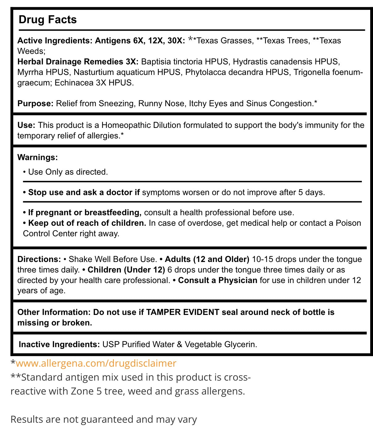 TEXAS CEDAR FEVER ALLERGY RELIEF